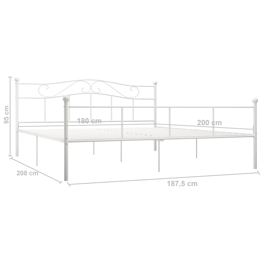 284521 vidaXL Bed Frame without Mattress White Metal 180x200 cm Super King